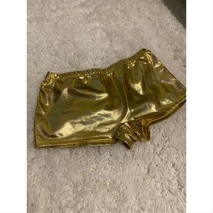 Gold mini shorts Nylon Spandex